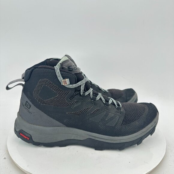 Salomon Outline Mid GTX Women Size 9.5 404844 Black Grey Contagrip Hiking Shoes - Picture 4 of 11